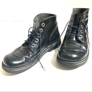 Kickers black patent Legendik boots, size 38